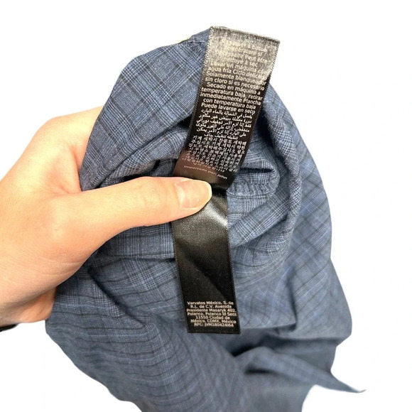 John Varvatos‎ Star USA Davidson Blue Plaid Long Sleeve Button Down Size Large - Picture 8 of 8